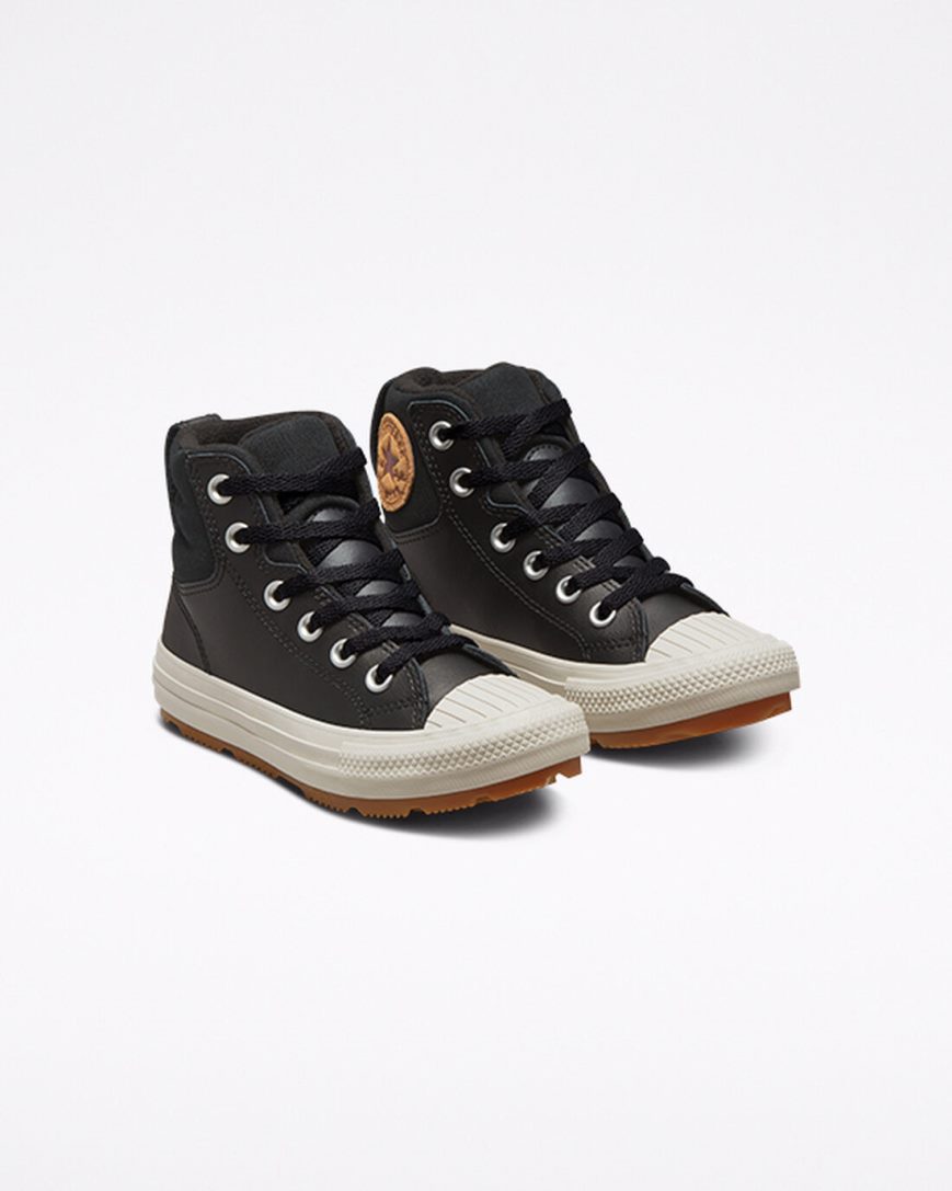 Boys' Converse Leather Chuck Taylor All Star Berkshire Boot Color High Top Shoes Black | AU 0349CY